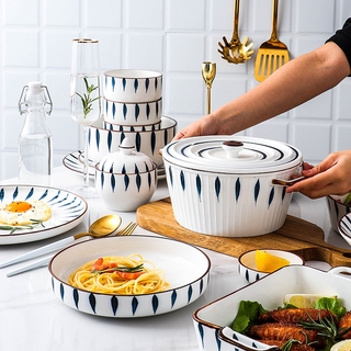 Japanese Creative Personality Hand-Painted Ceramic Tableware Dish Set Salad Bowl Soup Bowl Plate