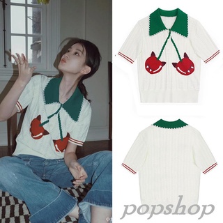 ☎POP❤Ladies Summer Retro Style Knitwear, Creative Cartoon Embroidery Lapel Short Sleeve Button Knitted Tops Loose Base Shirt
