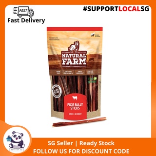 Natural Farm 6-Inch Pixie Bully Sticks (50-Pack), 100% Real Beef - Very Thin, Hollow & Light Easy Chewing Treats - Fully
