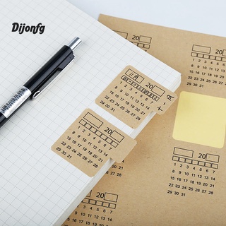 Di 2Pcs 2020 2021 Kraft Paper Handwritten Calendar Notebook Index Label Stickers