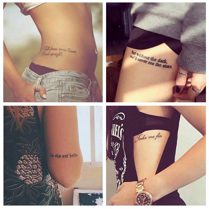 complete set﹉☫❄60 Tattoo Stickers Waterproof female lasting personality English alphabet simulation sexy realistic Kor