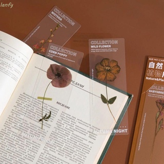 LANFY PET Nature Plant Bookmark Read Accessories Note Marker Translucent Flower Bookmarks 5pcs Marker of Page Page Holder Reading Assistant School Supplies Stationery Reading Bookmark
