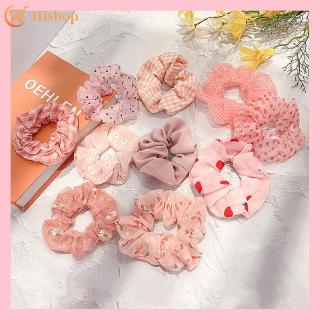 Hi/ Korean Pink Sweet Scrunchies Hair Tie Fashion Elastic Hair Band Rubber Band Ponytail Women Hair Accessories