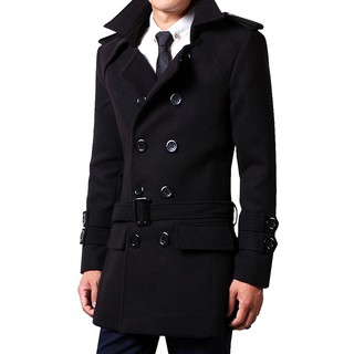 Men Slim Fit Double Breasted Trench Jacket Winter Coat Jacket
