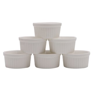 ✿6Pcs 4oz White Porcelain Souffle Ramekins Desserts Custard Cups Baking Tools