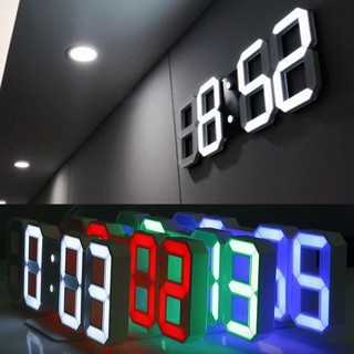 3 Brightness 3D Digital LED Wall Alarm Clock Snooze 12/24 Hour Display USB