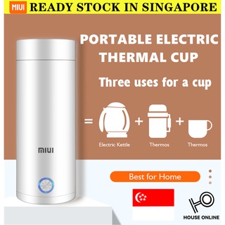 SG SELLER 400ML Portable Electric Kettles Thermal Cup 220V Tea Coffee Travel Boil Water Keep Warm Smart Water Kettle