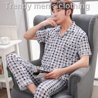 ✁Men's Pyjamas Clothing Short Sleeve Man Pajamas Set Korean Sleepwear Male Homewear Cotton summer home wear