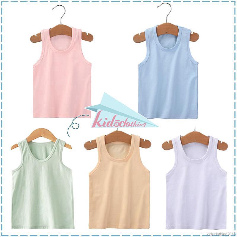 0-3Y Summer Baby Boys Girls Candy Color Vest Cotton SleevelessTops Blouse