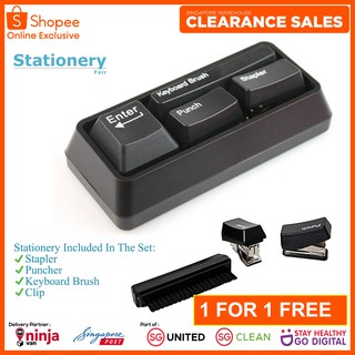 ✔ Office Stationery With Stapler Brush Puncher And Paper Clip Set Keyboard Style Small Gift Company Activity Prizes Disp
