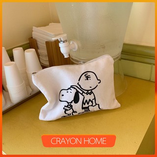 CH丨Ins Snoopy Pen Bag Cosmetic Bag Cartoon Canvas Handbag Coin bag Cute Student Pen Bag Storage Bag Women Girl Clutch