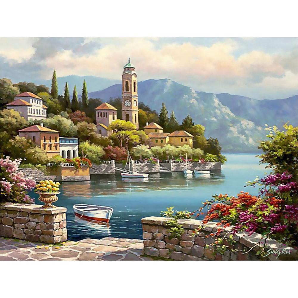 RB-Canvas Paint By Numbers Kit Oil Painting DIY Warm Sea No Frame New