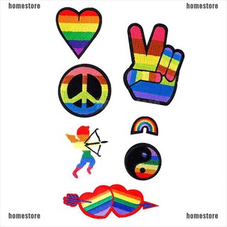 【HSE】Rainbow Iron On Patches For Clothing Lgbt Flag Gay Pride Embroidered Sticker