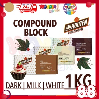 [Shop Malaysia] {MCO-SHIP IN 24 HOURS} VAN HOUTEN Chocolate Compound Block / Bar | 1KG | Dark / Milk / White