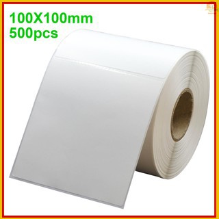 M^M Ready Stock Thermal Printing Label Paper Barcode Price Size Address Blank Labels Waterproof Oil-Proof Alcohol Proof 100*100mm 500pcs/roll for Supermarket Store Warehouse Logistics Medical