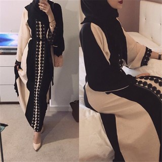 Adult liene Musulmane Abaya Muslim Robes with belt Ramadan