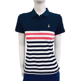 Hush Puppies Ladies Stripe Polo With Embroidery | HLP917113NVY