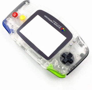 Full Housing Case Cover Housing Shell Replacement for Nintendo Game boy Advance GBA Shell Case with Buttons Kit-Clear+Colorful Buttons+SFC Glass Lens (1)