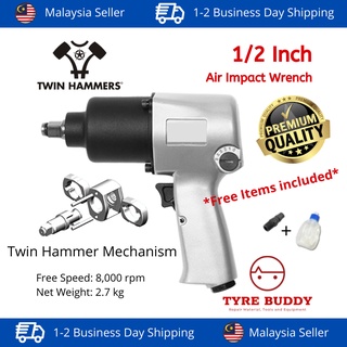[Shop Malaysia] 1/2 Inches Twin Hammer Heavy Duty Air Impact Wrench 640Nm; Pneumatic; Factory