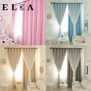 Fancy Double-Layer Blackout Curtain for Sliding Door Langsir for Bedroom Window panel Curtain with Eyelet or Hook Type
