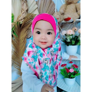 [Shop Malaysia] [LOCKDOWNSALE] 👧 Hamraa' Baby Hijab ❤️ Tudung Syria Budak Printed Flower & Frozen Instant Sarung Jersey Ironless ❤