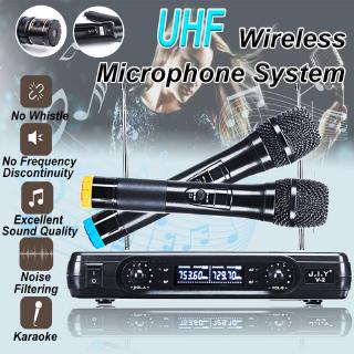 【New】220V Wireless Microphone System UHF 2Handheld Mic Karaoke Home Application