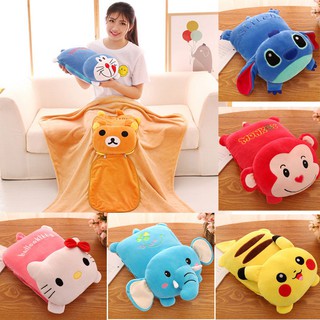 (imjpd) 2 in 1 Blanket Cartoon Pikachu Pillows Soft Cushion Pillow HelloKitty CuteTotoro Doraemon (1)