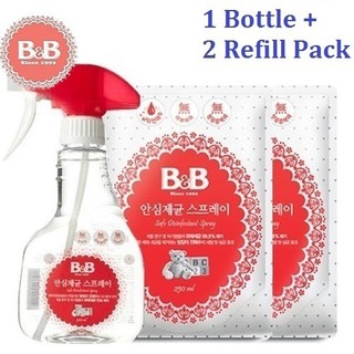 Korea B&B Baby Safe Disinfectant Spray 300ml & Refillpack 250ml;Antibacterial Toy;Free&Clear;Baby Nursery Cleaning [Set]