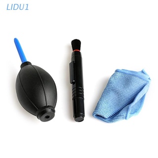 LIDU1 3 in 1 Lens Cleaning Cleaner Set DSLR VCR Camera Dust Pen Blower Wiper Cloth Kit