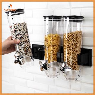 【Fast Delivery】 Double Barrel Cereal Machine Household Kitchen Supplies Round Grain Dispenser Cereal Storage 【Veemm】 (1)