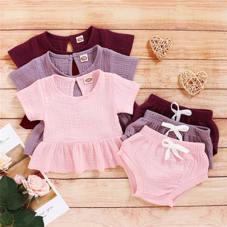 Toddler Newborn Baby Girl Summer Cute Clothes Set Short Sleeve T-shirt Top + Short Cotton 2PCS Outfit