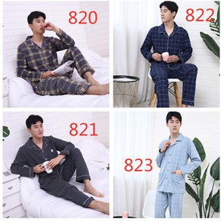 Men Pyjamas 4 Design Cotton Pajamas Long Sleeve Korean Sleepwear Man's Homewear For Male