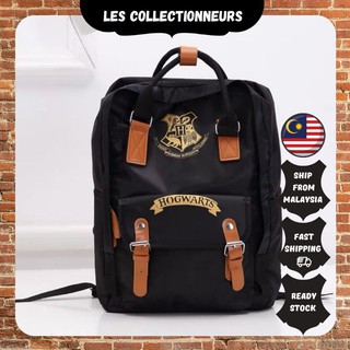 [Shop Malaysia] Harry Potter SPAO BLACK Hogwarts School Bag Nylon Backpack Silk Screen Printed Bags