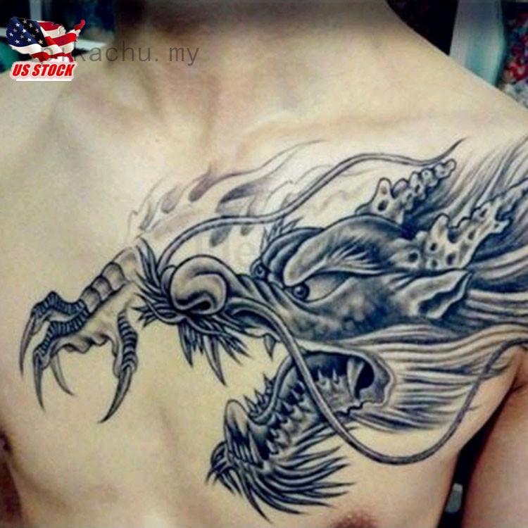 1pcs Men's Temporary Tattoo Dragon Pattern Fake Tatoo Sticker Body Art Waterproof