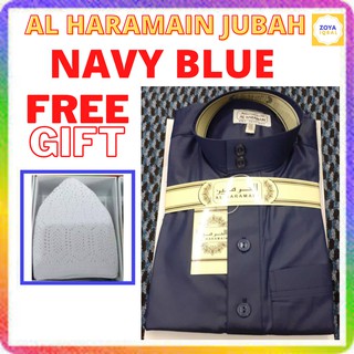 [Shop Malaysia] JUBAH AL HARAMAIN NAVY BLUE & MEDIUM BLUE PLAIN LELAKI (FREE GIFT ) (1)