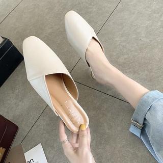 2019 New Style Baotou Slippers Women's Summer Fashion Flat Half Slippers Wear Wild Lazy No Heel Mules Shoes