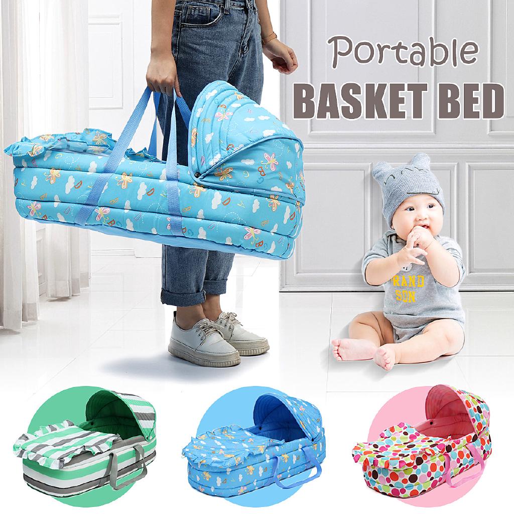 Baby Moses Basket Safe Newborn Travel Bed Bassinet Carrier Cradle With Hood Cute
