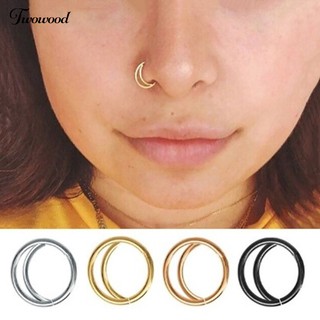 Twowood 1Pc Stainless Steel Moon Shape Indian Nose Ring Hoop Septum Piercing Jewelry