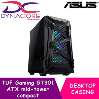 DYNACORE - ASUS TUF Gaming GT301 ATX mid-tower compact case with tempered glass side panel, honeycomb front panel, 120mm