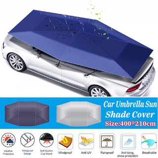 Hot! Universal Automatic Car Umbrella Tent Navy/Silver Sun Shade Cover Remote Control