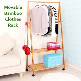 Movable Bamboo Clothes Rack
