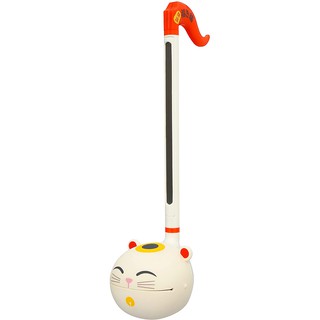 Otamatone Japanese Lucky Cat [Maneki-Neko] Electronic Musical Instrument Synthesizer by Cube / Maywa Denki, White with Red and Yellow Accent Color Top Quality From Japan