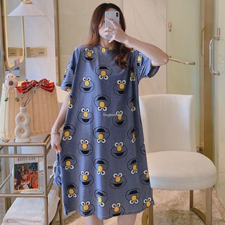 Big yards pajamas women summer thin section han edition ms students relaxed cute cartoon nightgown short-sleeved household to take
