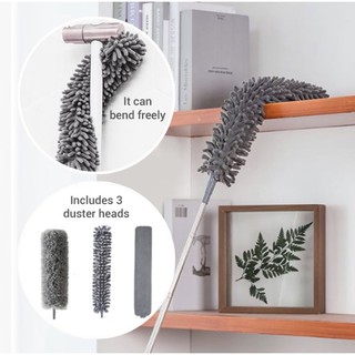 LOWEST PRICE 🇸🇬Home Living 3-in-1 Magic Duster Adjustable Microfiber Bendable Long Cleaning / Cleaning Ceiling Duster