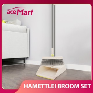 ACEMART HOMETTLER Foldable Broom Dustpan Set Rotatable Broom and Wind Proof Dust Pan with Broom Comb Floor Cleaner Tools