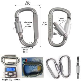 4x D ring Quickdraw Carabiner Clasp Clip Snap 9ng Aluminum survive tool screw lock spring Hike Camp Outdoor