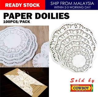 [Shop Malaysia] 100pcs Round White Lace Wedding Deco Party / DIY Doily Doilies / Doyley Paper Kertas Doily Doyley Putih