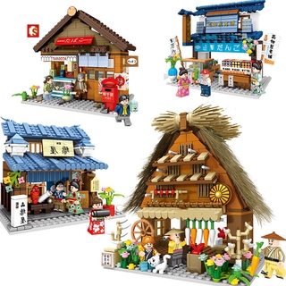 Mini City Street View Building Blocks Japanese Creative Architecture Vegetable Convenience Store Taiyaki Set Bricks Kids Toys 601084-601087 (1)