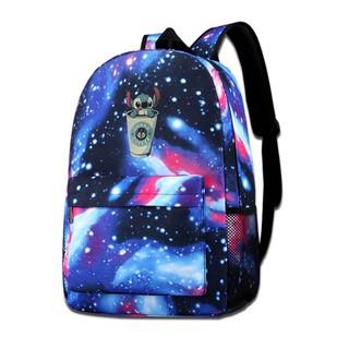 LIMING Lilo And Stitch Ohana Coffee Funny Top Starry Sky Print Casual Large Capacity School Bag for Men Women for Work Office College Business Travel