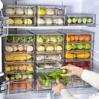 【ready stock】Refrigerator Drawer Storage Box / Fresh Box - Refrigerator Special Multi-Layer Food And Fruit Egg Organizer